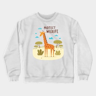 Giraffe Protect Wildlife Kids Crewneck Sweatshirt